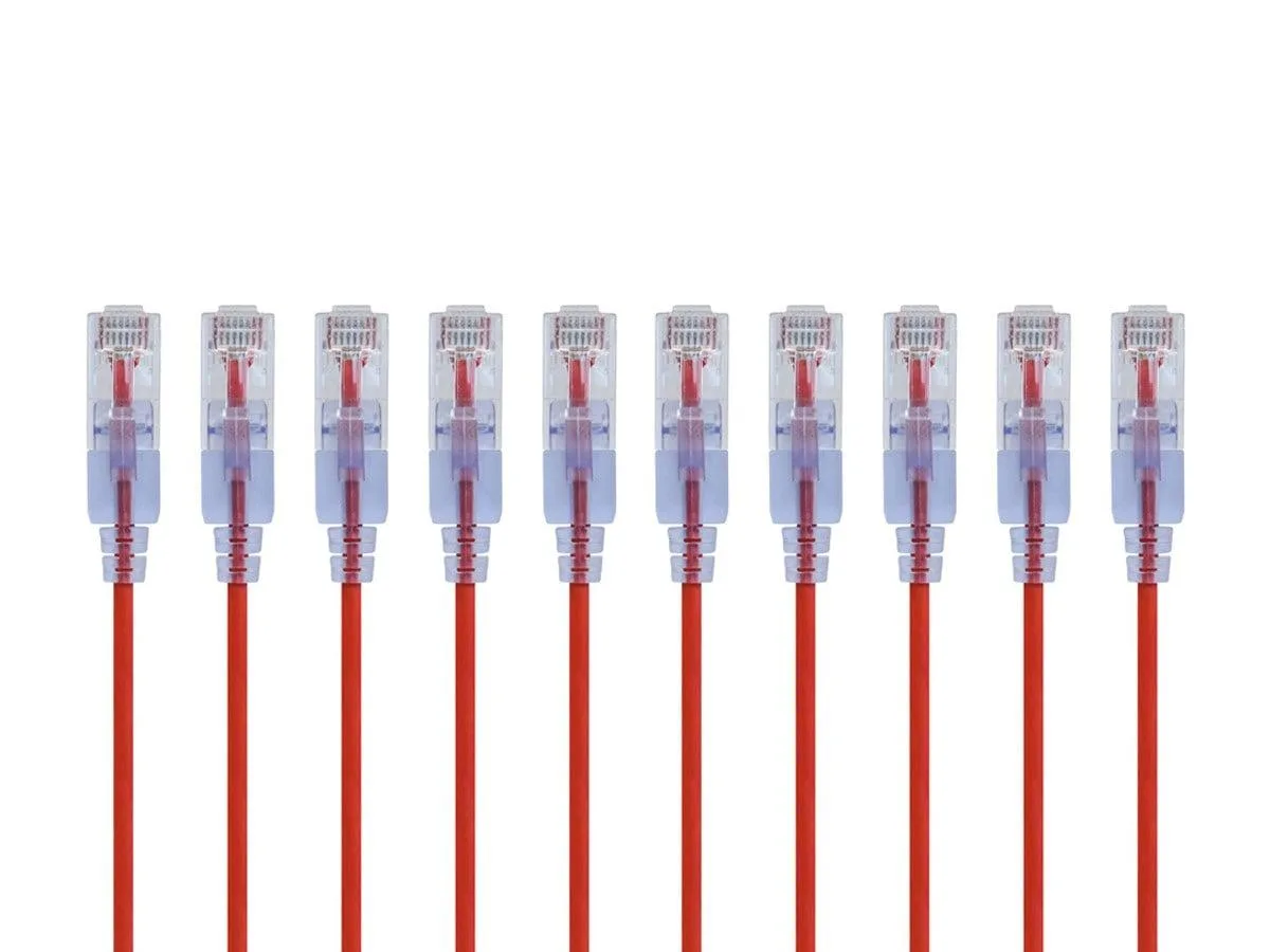 Monoprice Inc. Monoprice Inc. 129440 SlimRun Cat6A network ethernet cable 2ft Red 10-pack — product photo