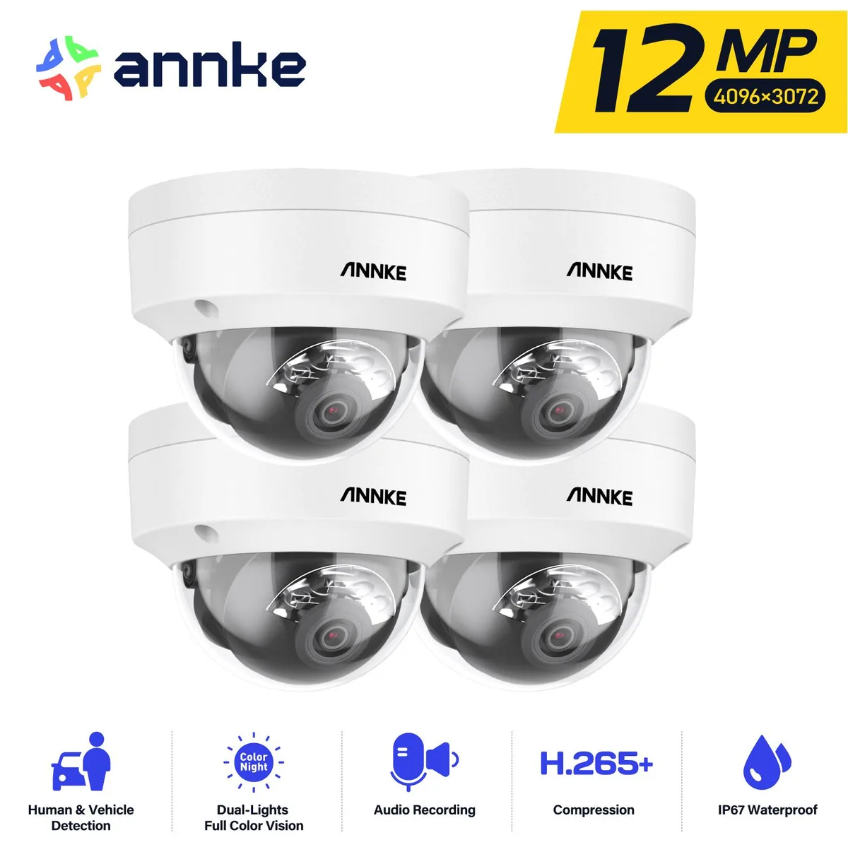 Annke Annke 12MP 4PCS PoE IP Dome Surveillance Security System — product photo