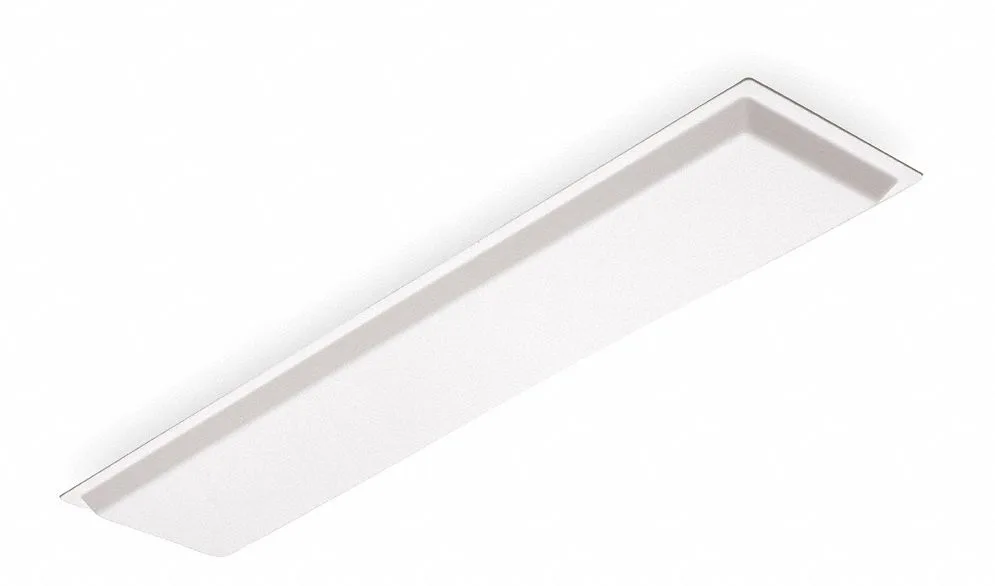 White rectangular acrylic diffuser panel with smooth surface and dish drop profile