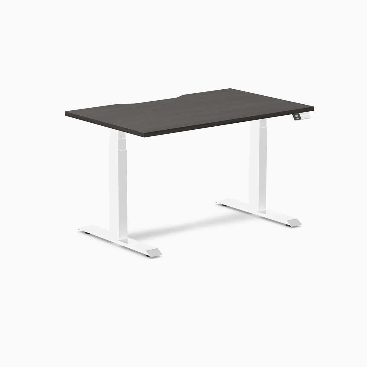 Desky Desky Dual Scalloped Laminate Sit Stand Desk Burnished Wood White 47.2 x 29.5 in — product photo