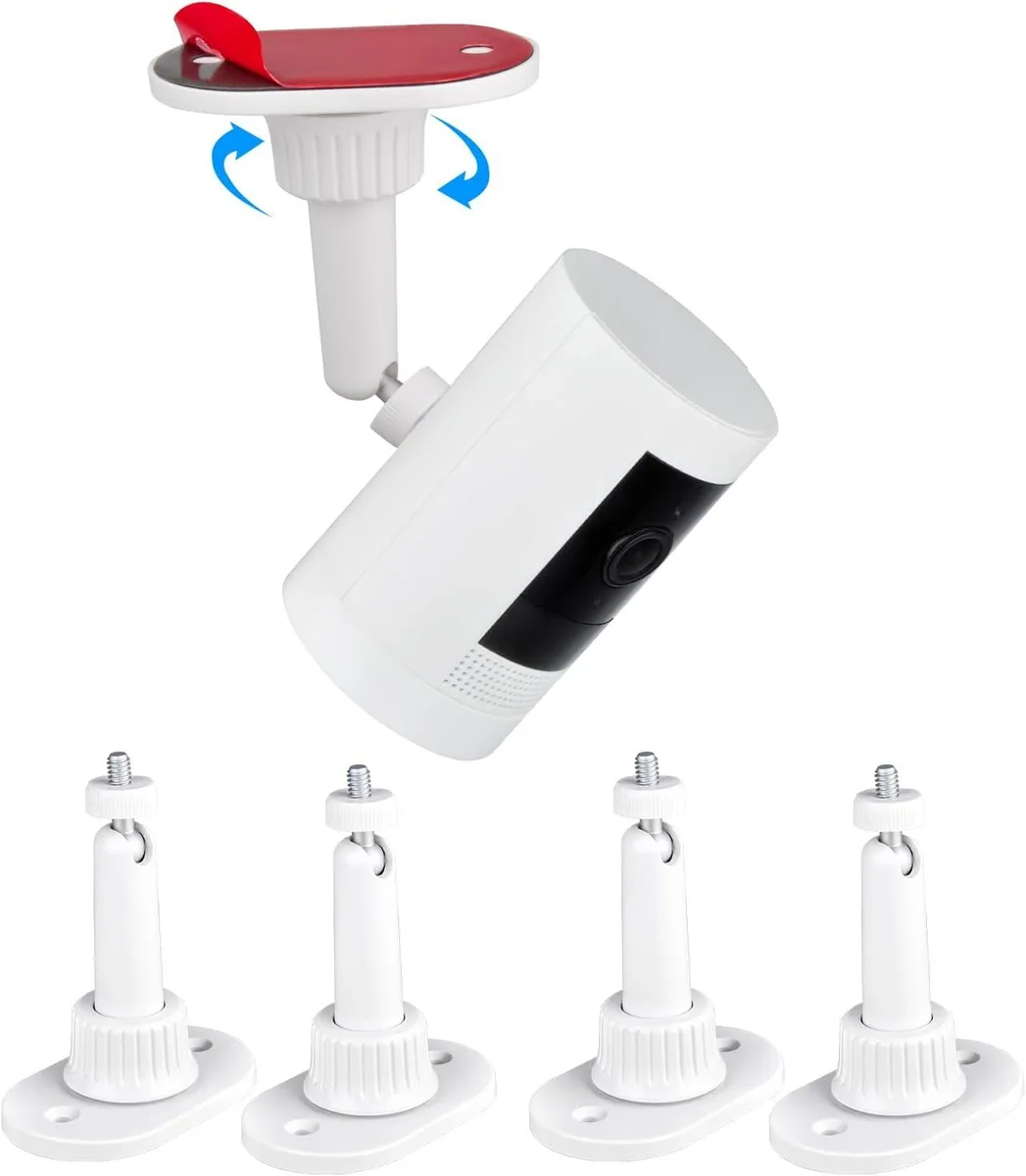 PISKEKAT PISKEKAT 4-Pack Adhesive Security Camera Wall Mount 360° Swivel 90° Tilt — product photo