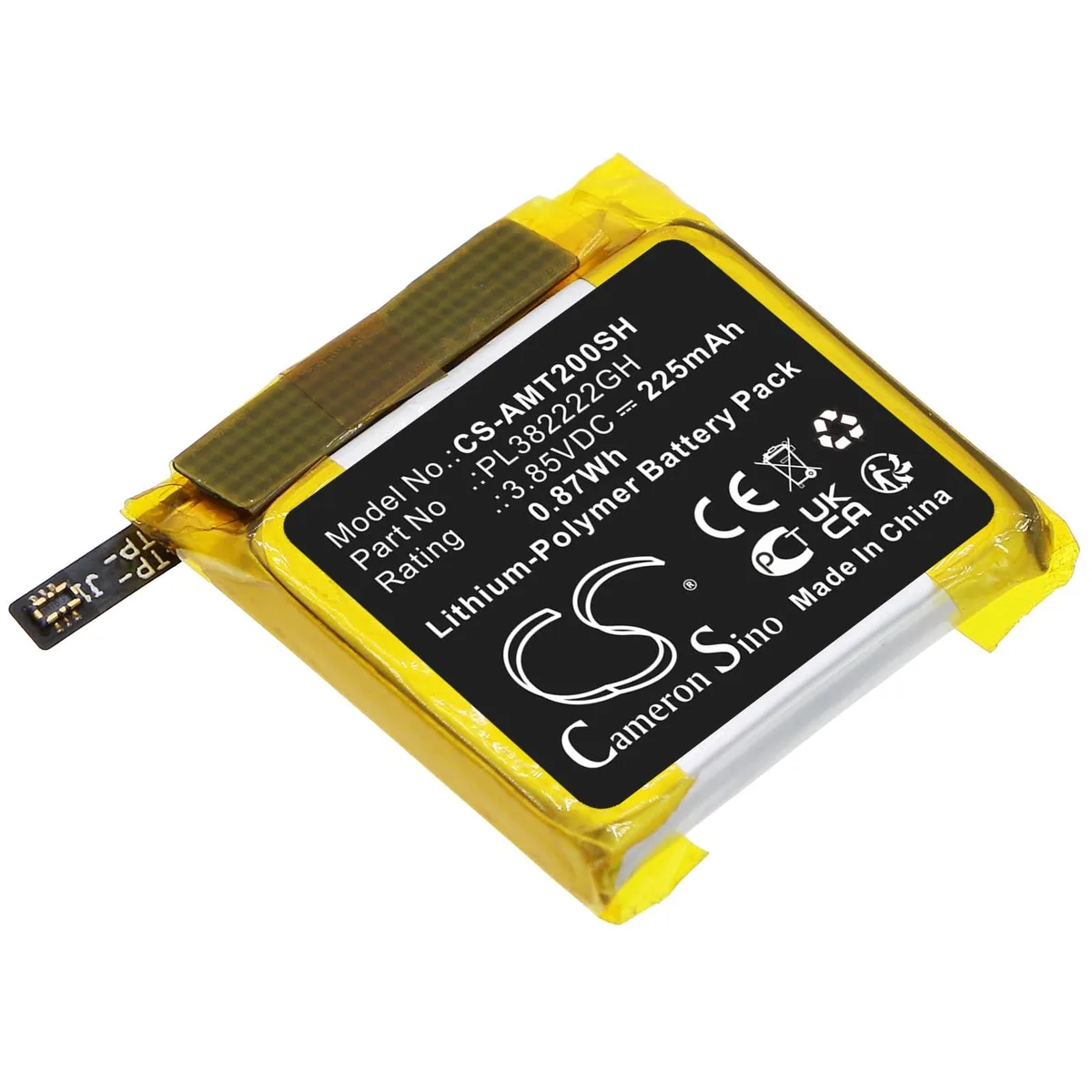  Cameron Sino Standard Battery PL382222GH 225mAh 3.85V — product photo