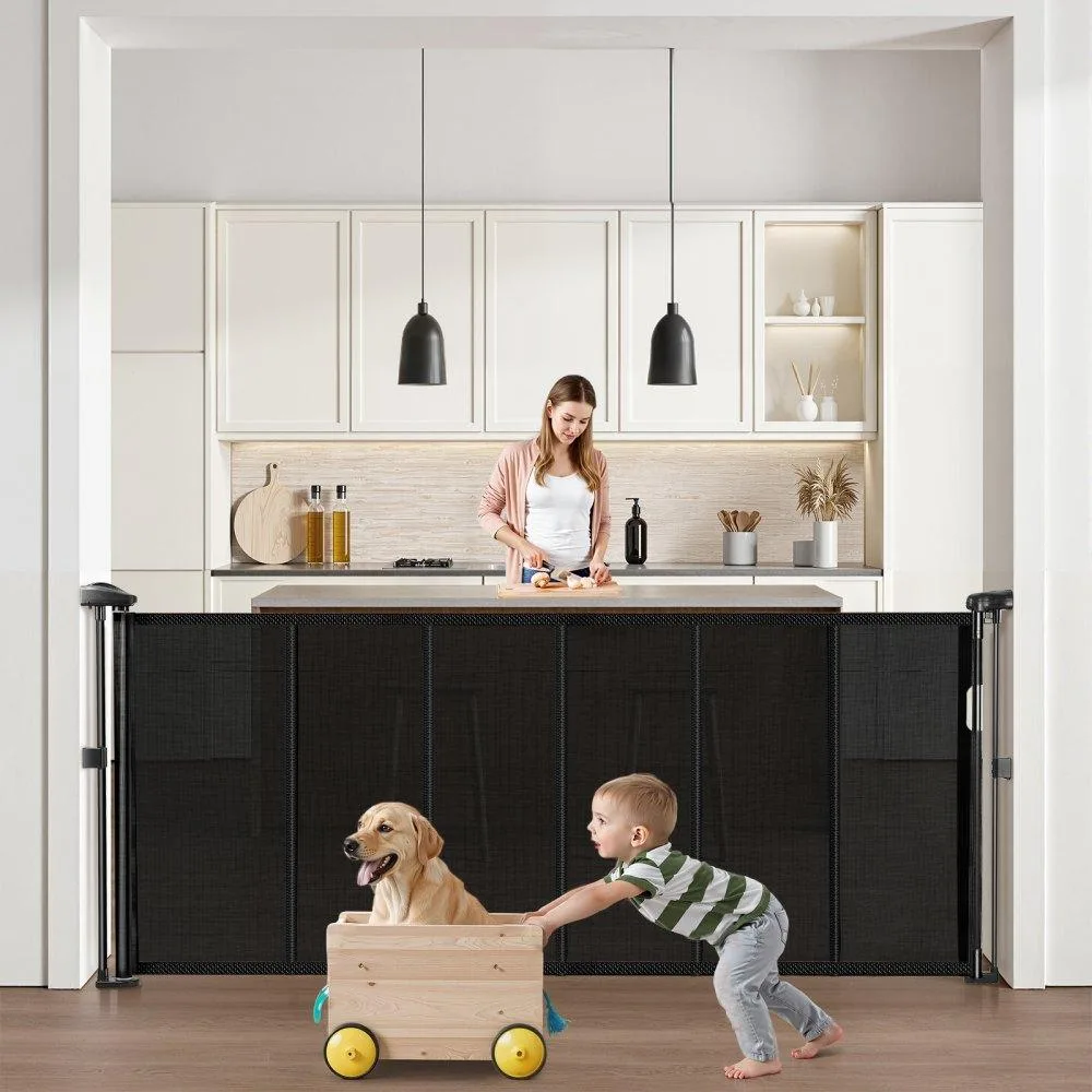 VEVOR VEVOR Retractable Baby Gate 34.2in Tall 70.87in Wide Black — product photo