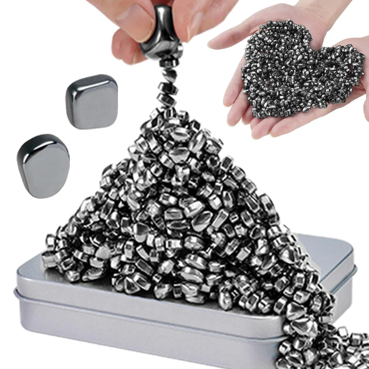 Small black magnetic putty with two large beads