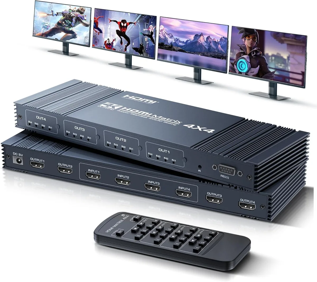 IHDAPP IHDAPP 4x4 HDMI Matrix Switch 4K 30Hz Gray — product photo