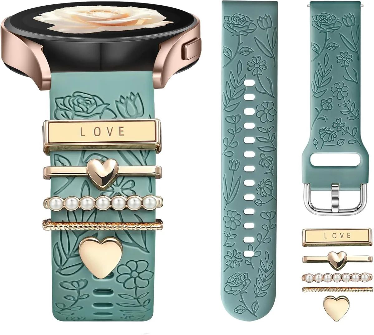ETEIZU ETEIZU Flower Engraved Watch Band Accessory 20mm — product photo