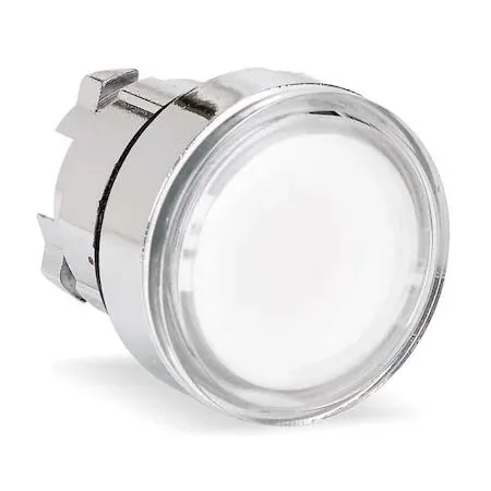 Flush white metal push button, 22 mm diameter, maintained action, industrial grade