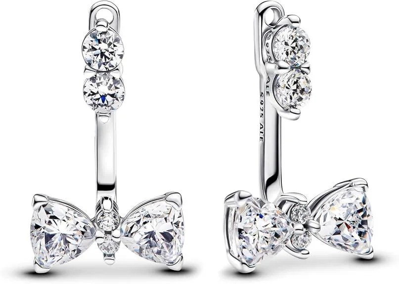 PANDORA PANDORA Timeless Sparkling Bow Drop Earrings Silver Multi — product photo