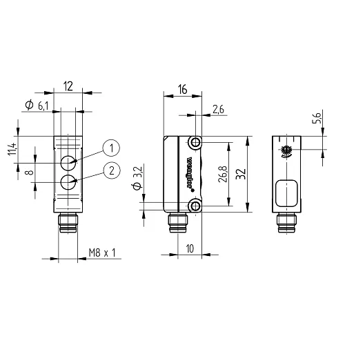 Wenglor Wenglor YK12NA7 photoelectric sensor NPN 18...120 mm laser 655 nm IP67 M8 4-pin — product photo