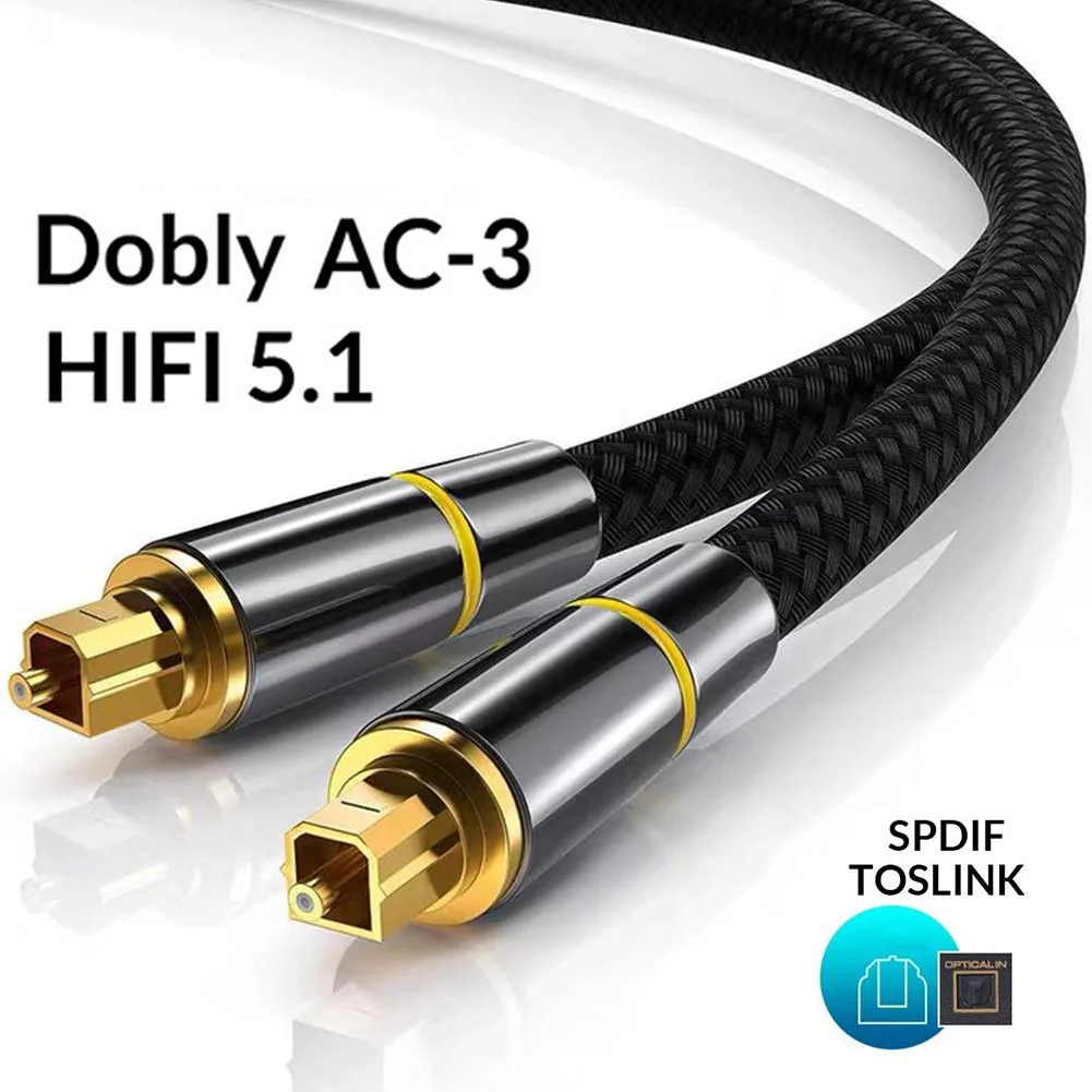 ESTONE ESTONE T001A toslink digital optical audio cable 3ft braided gold plated — product photo