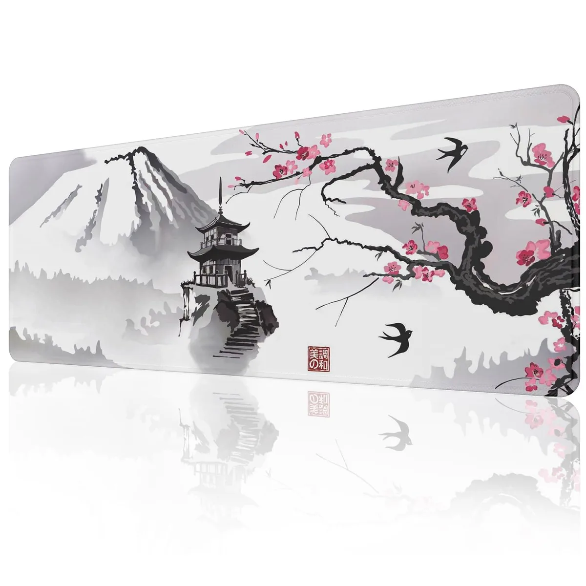 ETZ Japanese Cherry Blossom Mouse Pad 31.5 × 11.8 × 0.12 in — product photo