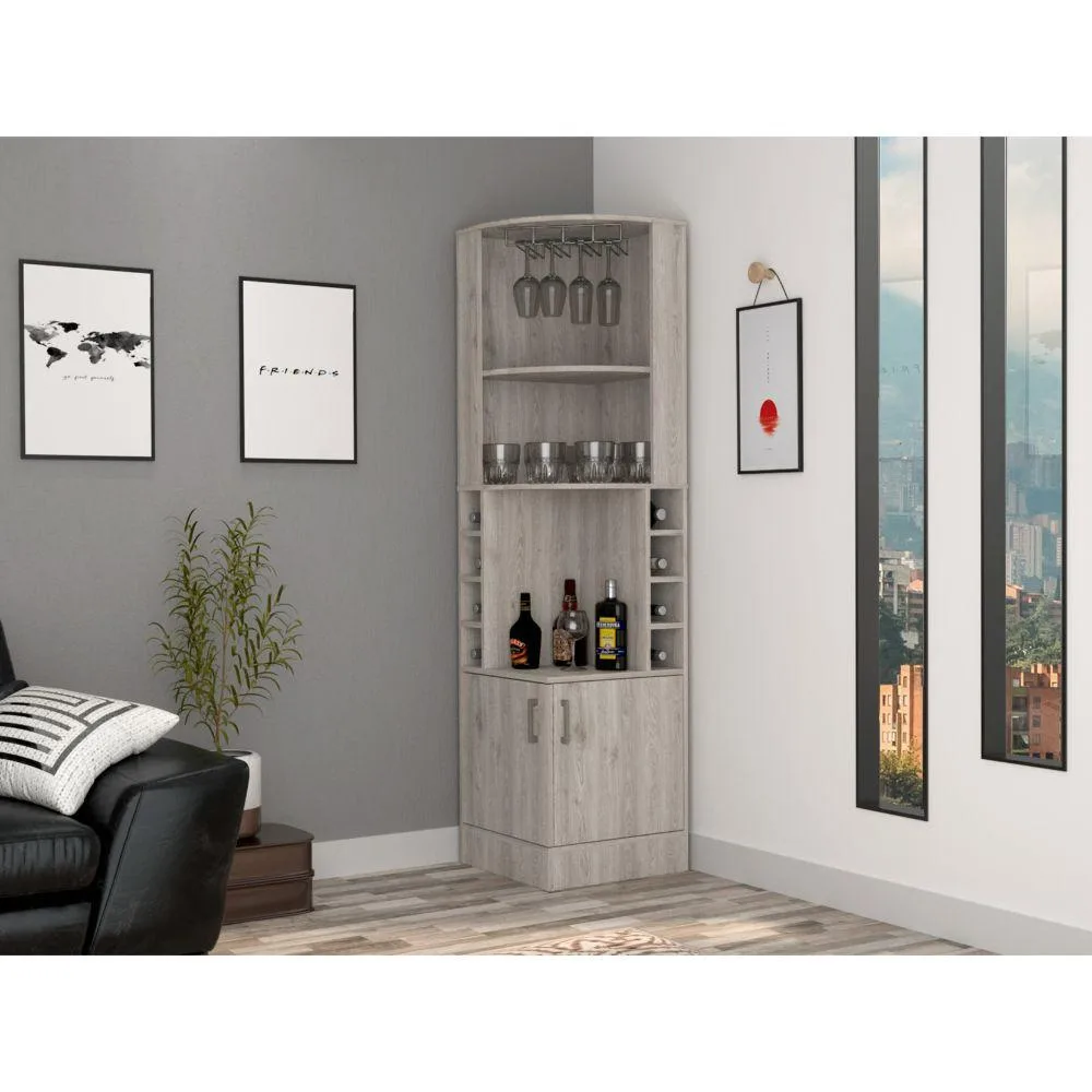 tuphen tuphen Syrah Corner Bar Cabinet Light Gray 12 Wine Glass Rack — product photo
