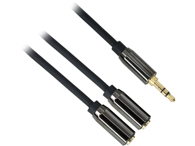 Nippon Labs Nippon Labs 50S3H-Y-1-BK 1 ft 3.5mm TRS Stereo Male to 2 Female Y-Cable Black — product photo