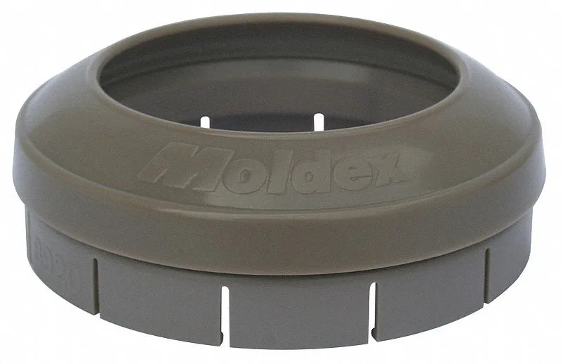 Two white plastic disc adaptors with central ports for Moldex 8000 series respirators