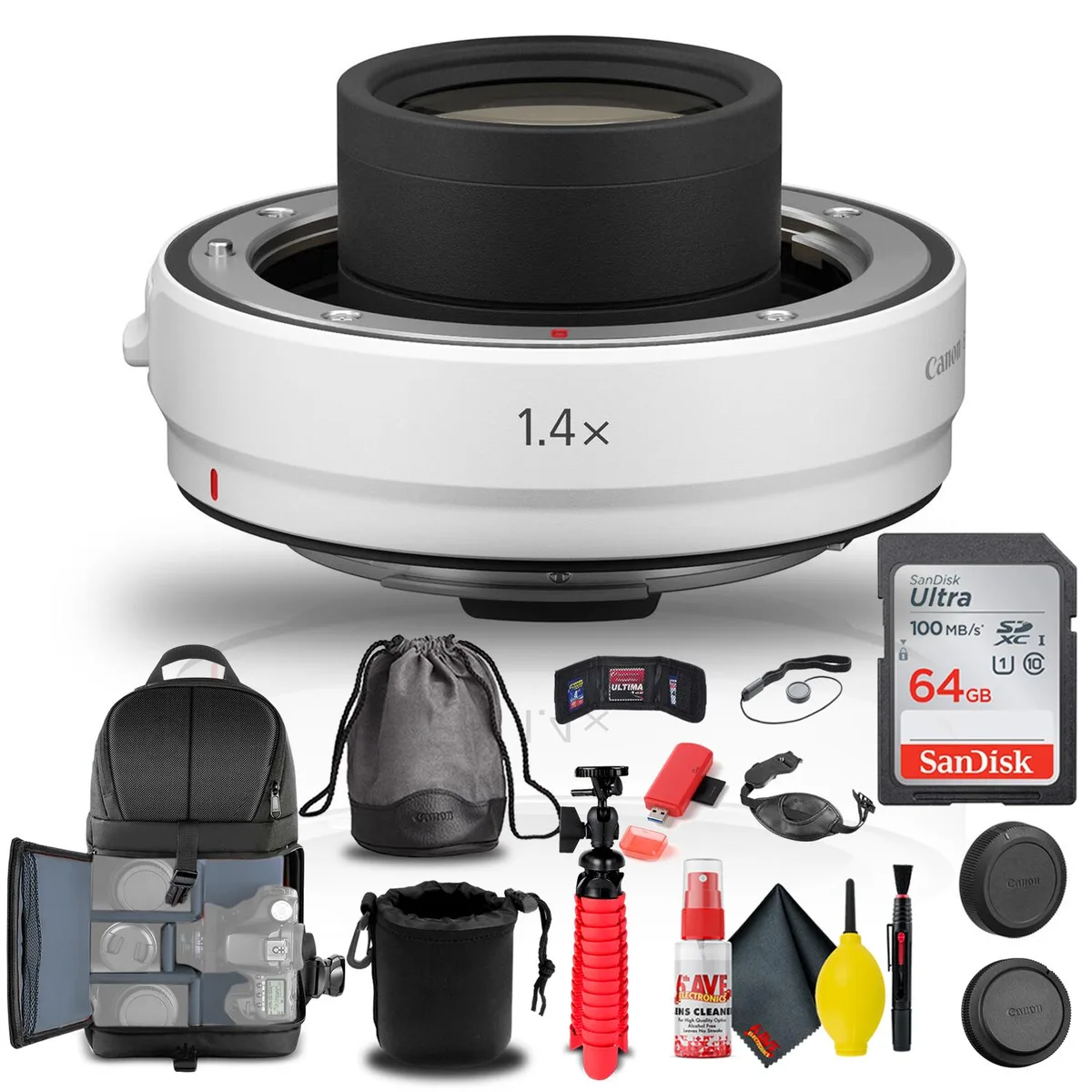 Canon Canon Extender RF 1.4x (4113C002) + BackPack + 64GB Card + Lens Pouch + More — product photo