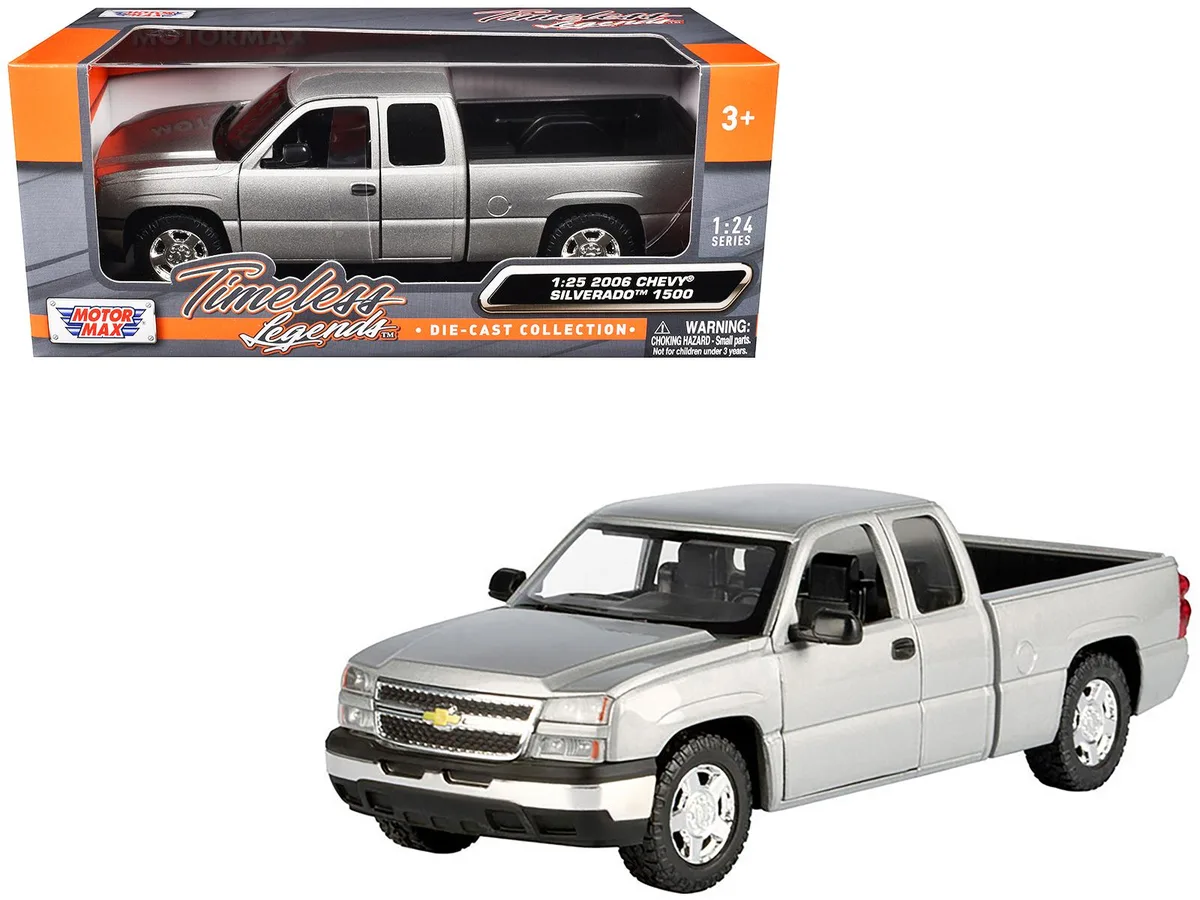 MOTORMAX MOTORMAX 2006 Chevrolet Silverado 1500 Gray Metallic Timeless Legends 1/25 Diecast Truck — product photo