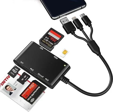 BFKK BFKK 7-in-3 SIM Smart Card Reader USB-C USB-A Lightning — product photo
