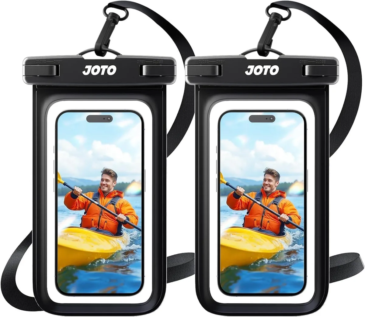  JOTO JT-08361802 Waterproof Phone Pouch 2 Pack Black IPX8 7 inch — product photo