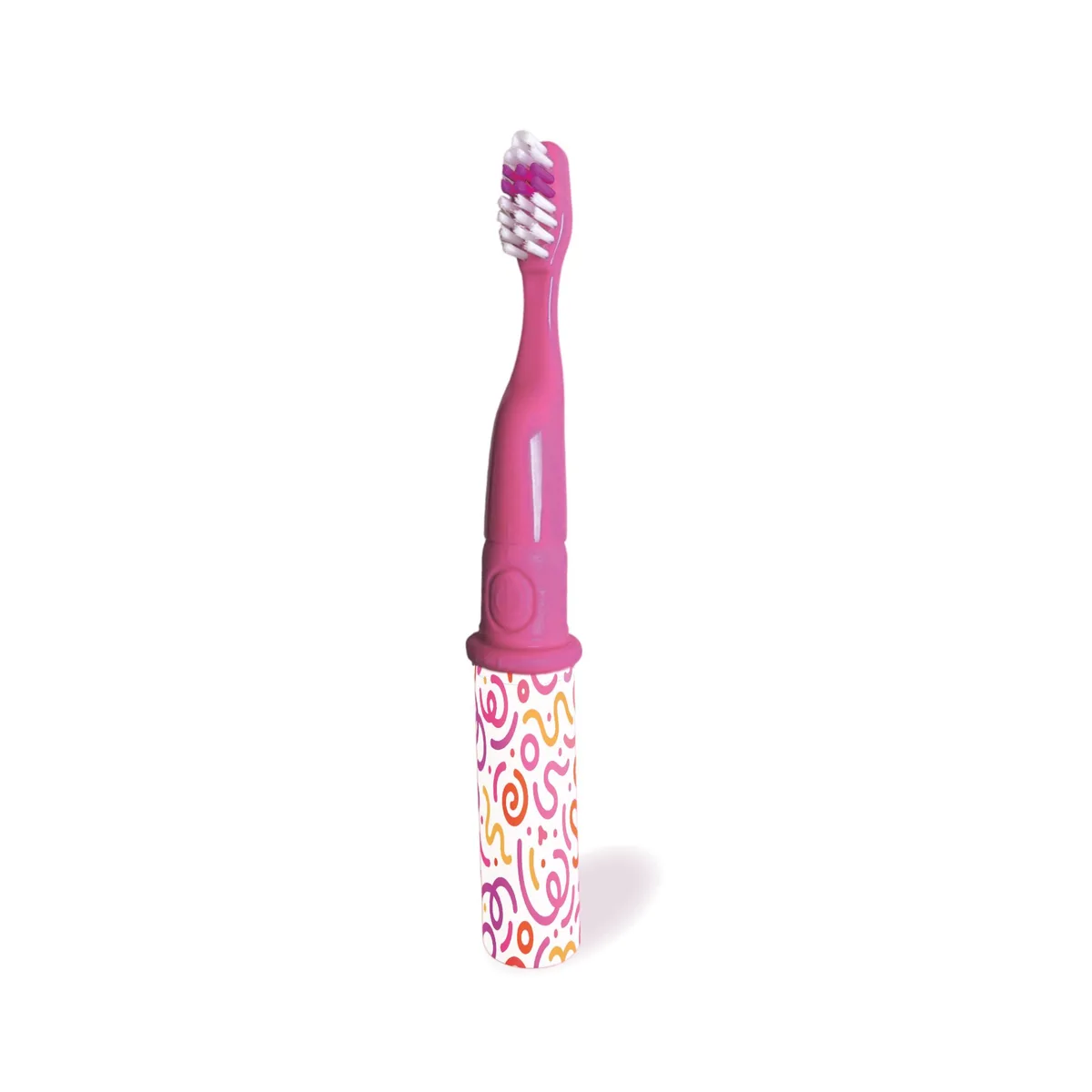 White electric toothbrush with comfortable grip handle, compact battery-powered design