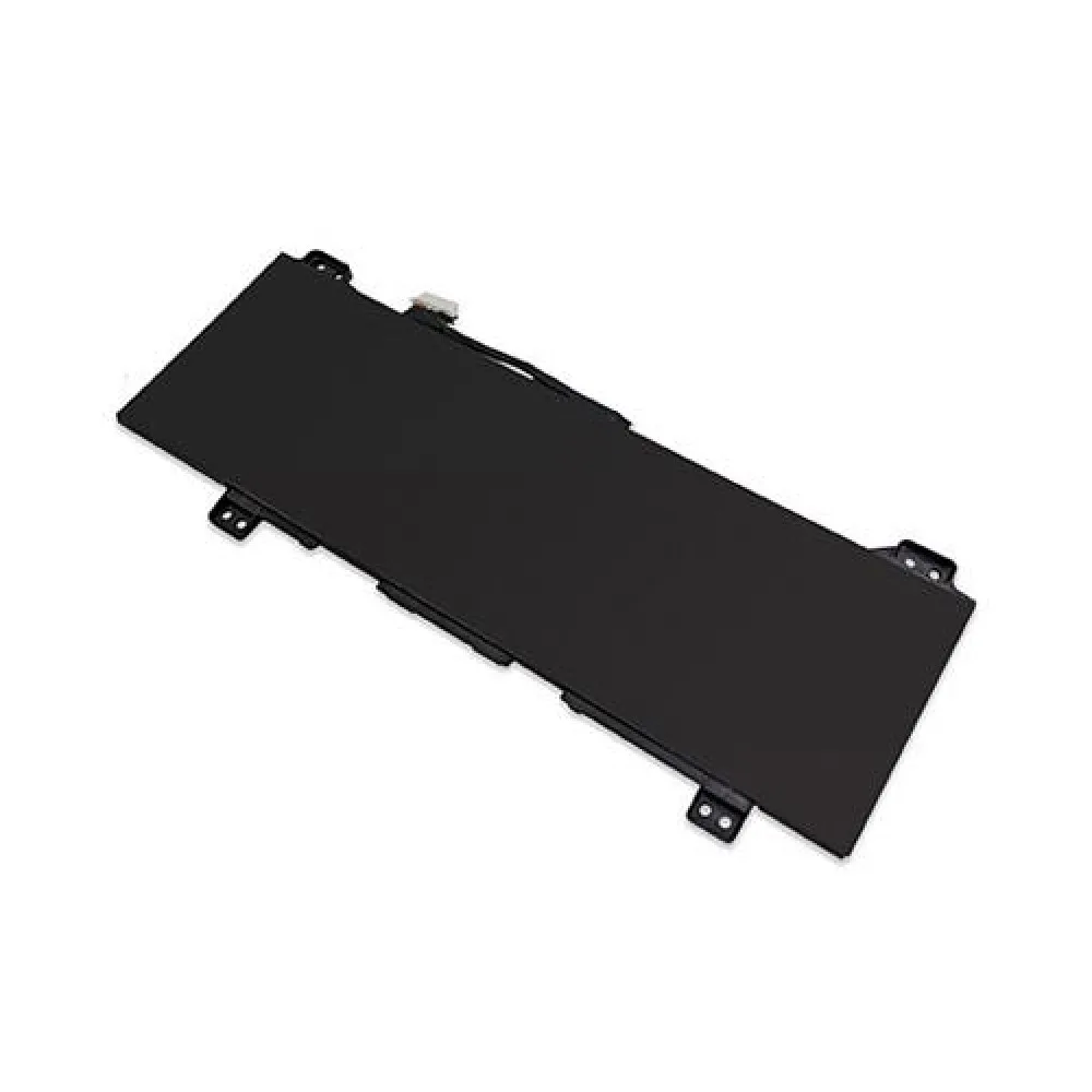 Rectangular black laptop battery with two cells and label showing 47Whr