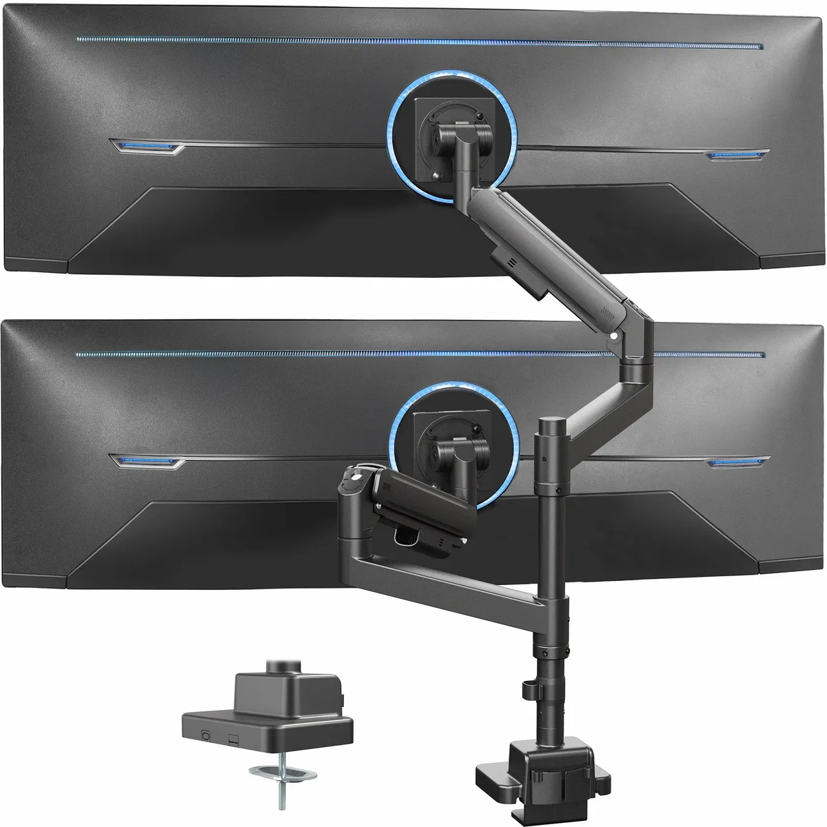 VIVO VIVO Pneumatic Dual Ultrawide Monitor Desk Mount with Extension Pole — product photo