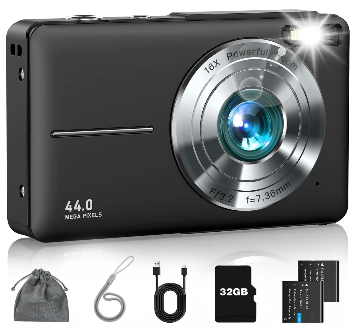 Polaroid PIXPRO DC403 44MP 2.8X Optical Zoom 16X Digital Zoom Black — product photo