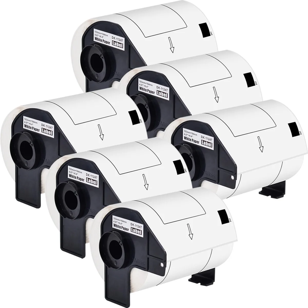 GREENCYCLE GREENCYCLE DK-1247 4.07x6.4" White Paper Labels 6 Rolls 180/Roll — product photo