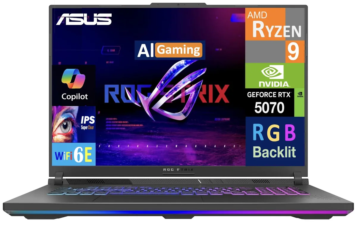 ASUS ASUS ROG Strix G18 gaming laptop 18" 240Hz WQXGA Ryzen 9 8940HX RTX 5070 64GB DDR5 2TB PCIe — product photo