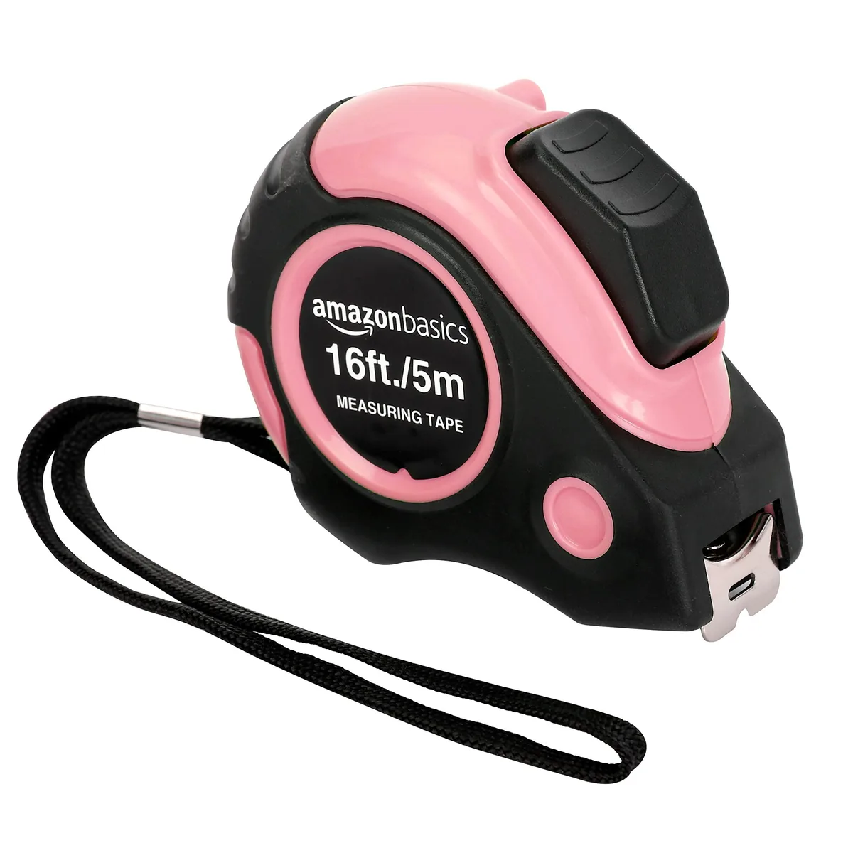 Pink retractable tape measure 16ft 5m belt clip