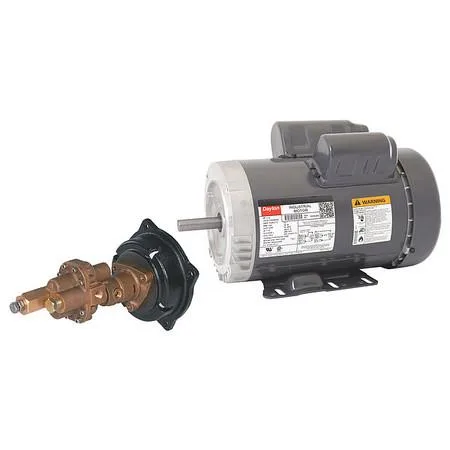 Bronze rotary gear pump with motor, half-inch inlet, one and a half horsepower