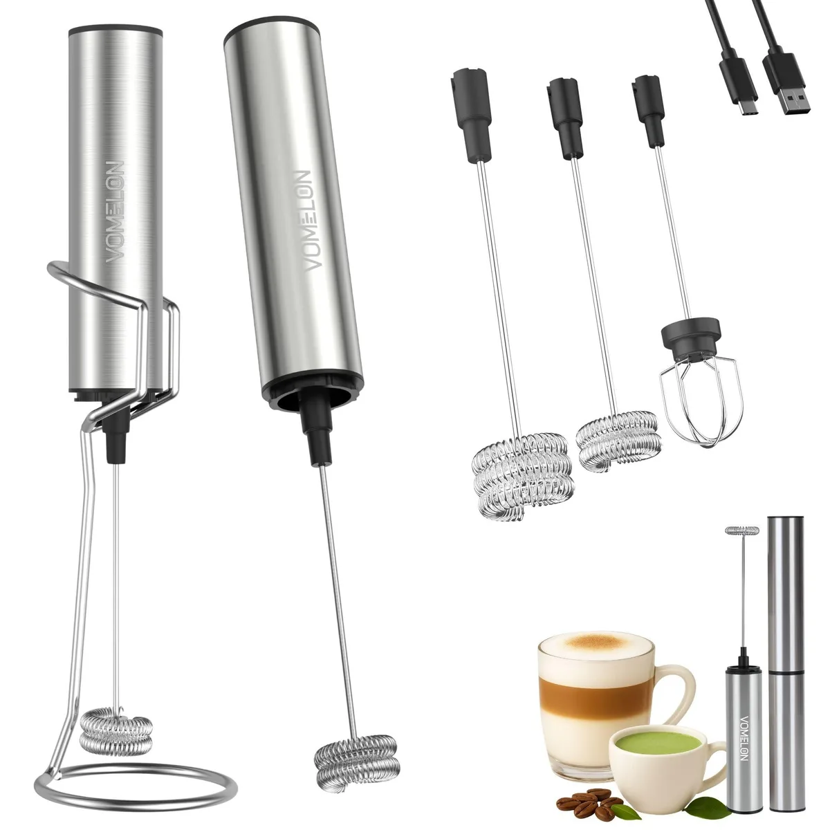  Brentwood VOMELON MF1501D Rechargeable Milk Frother Silver — product photo