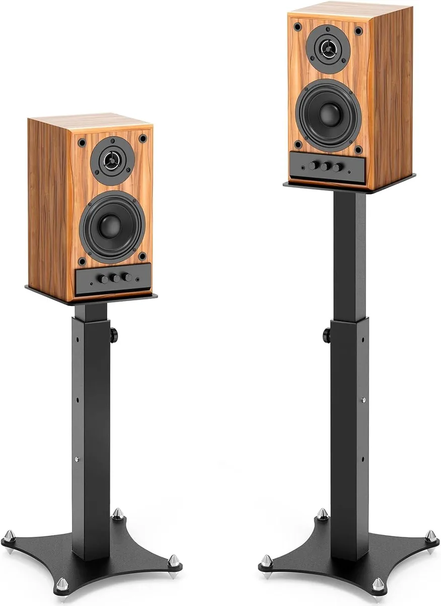BFKK BFKK Adjustable Bookshelf Speaker Stands Pair 20-27.5 Inch All-Metal 100lbs Cable Management — product photo