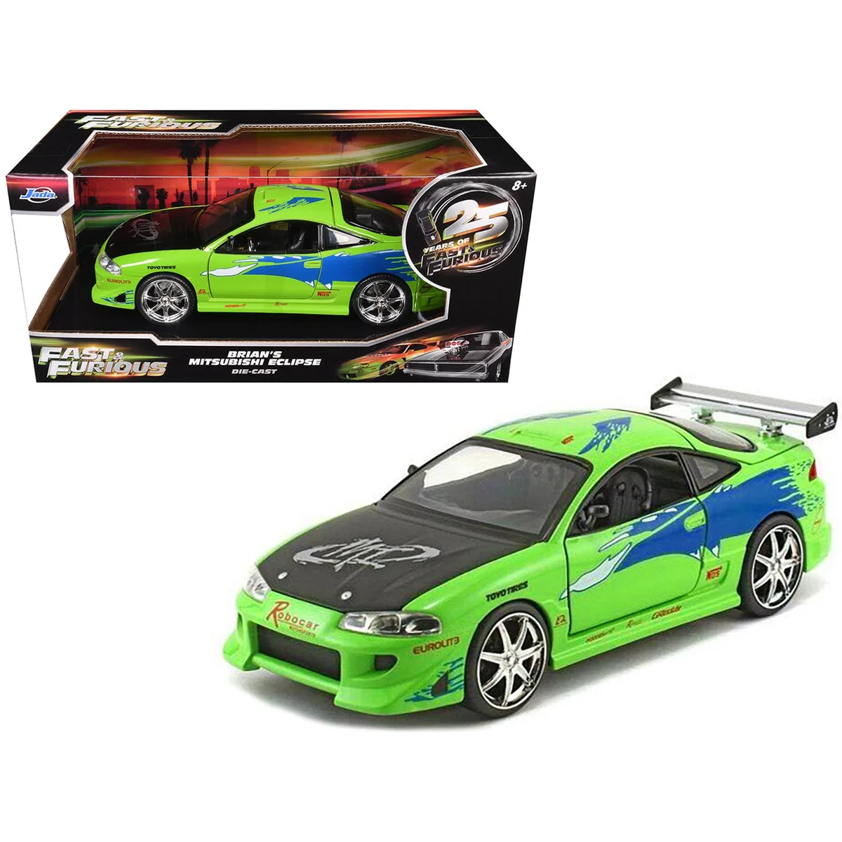 Jada Jada Brian's Mitsubishi Eclipse Green 1/24 Diecast 25 Years Fast &amp; Furious — product photo