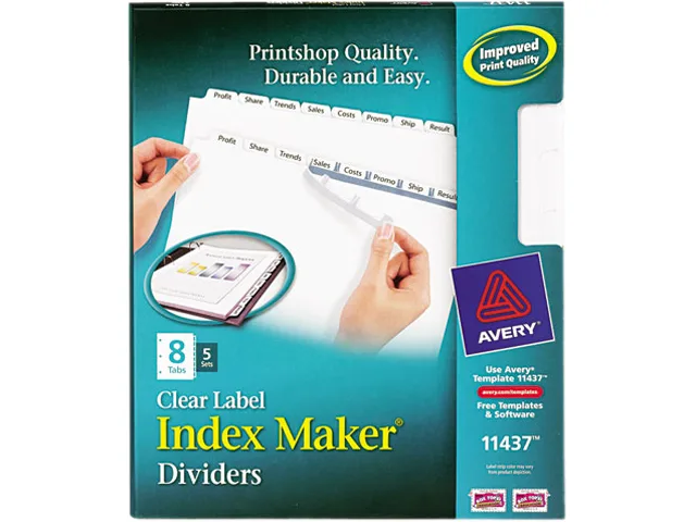 Avery Avery 11437 Clear Label Dividers 8 Tabs 5 Sets — product photo