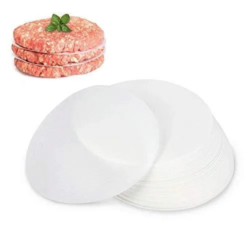 Stack of 500 round 4.3 inch wax paper sheets in rectangular pack