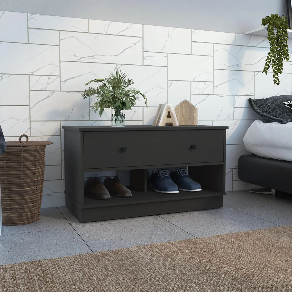 tuphen tuphen Hamilton Storage Bench Black 35.8" W 17.9" D 19.9" H — product photo