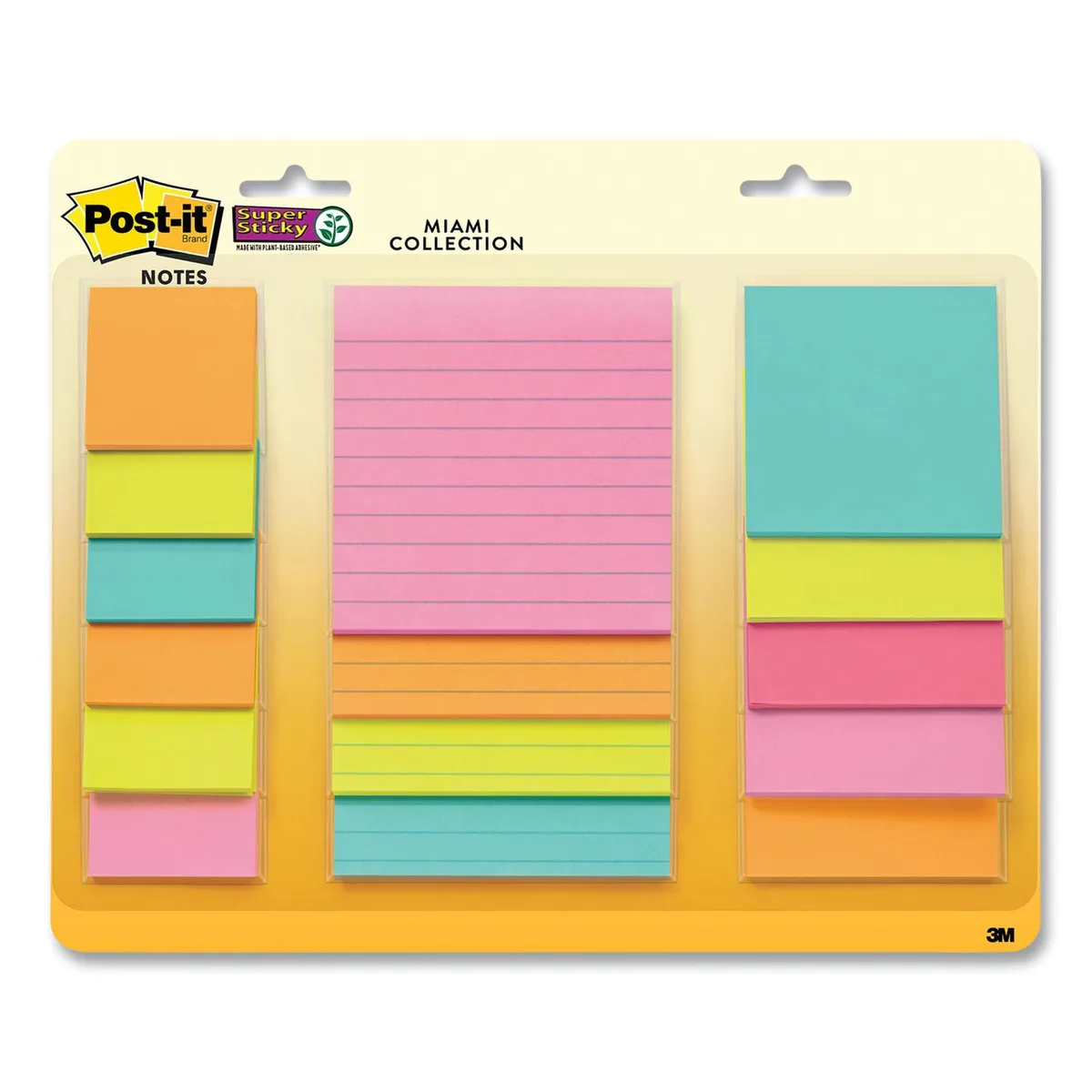 3M 3M Super Sticky Notes 15 Pads 45 Sheets Miami Collection Neon Colors — product photo