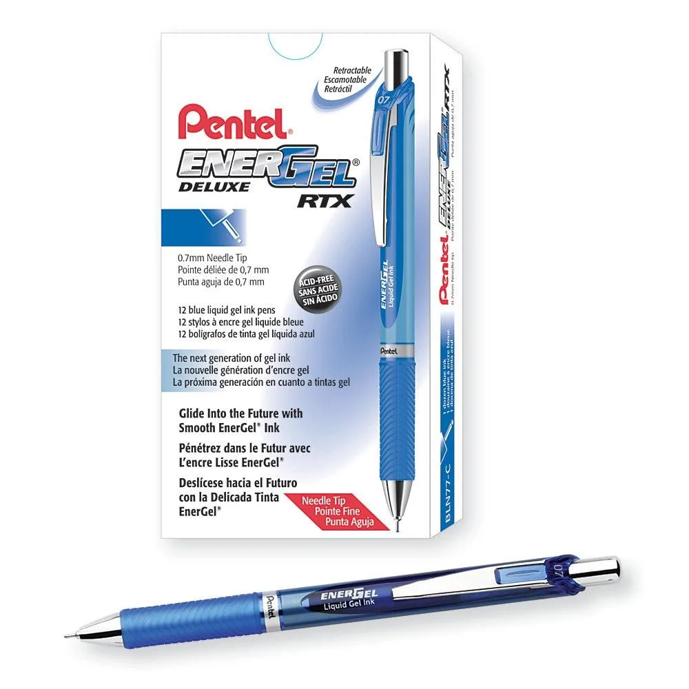 Pentel of America, Ltd. Pentel of America, Ltd. BLN77CDZ retractable gel pen .7mm blue 12/box — product photo