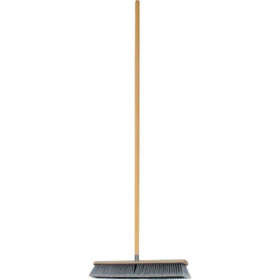 Wood block floor sweep with long hardwood handle