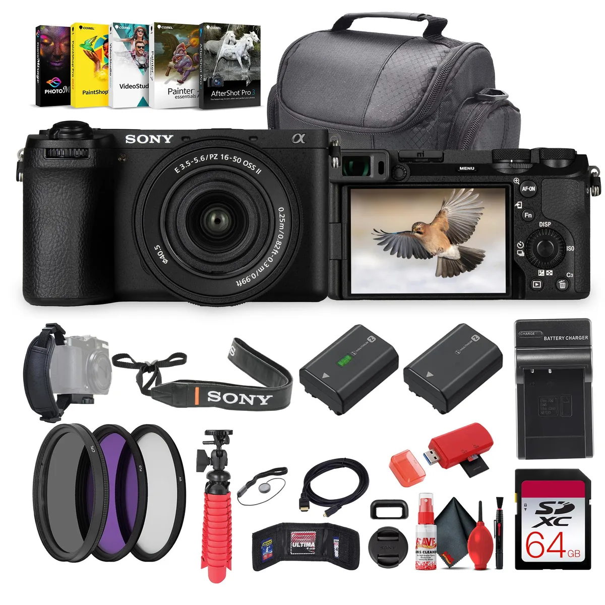 Sony Sony a6700 26MP APS-C Compact Mirrorless Camera with 16-50mm II Lens + 64GB Card Bundle — product photo