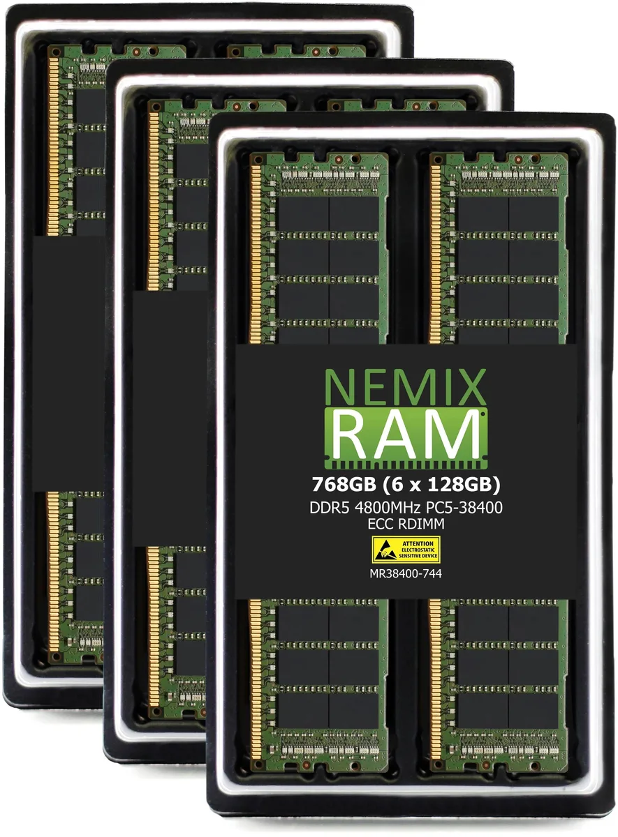 NEMIX RAM NEMIX RAM 768GB (6x128GB) DDR5 4800 CL40 1.1V ECC RDIMM 288-Pin memory upgrade — product photo