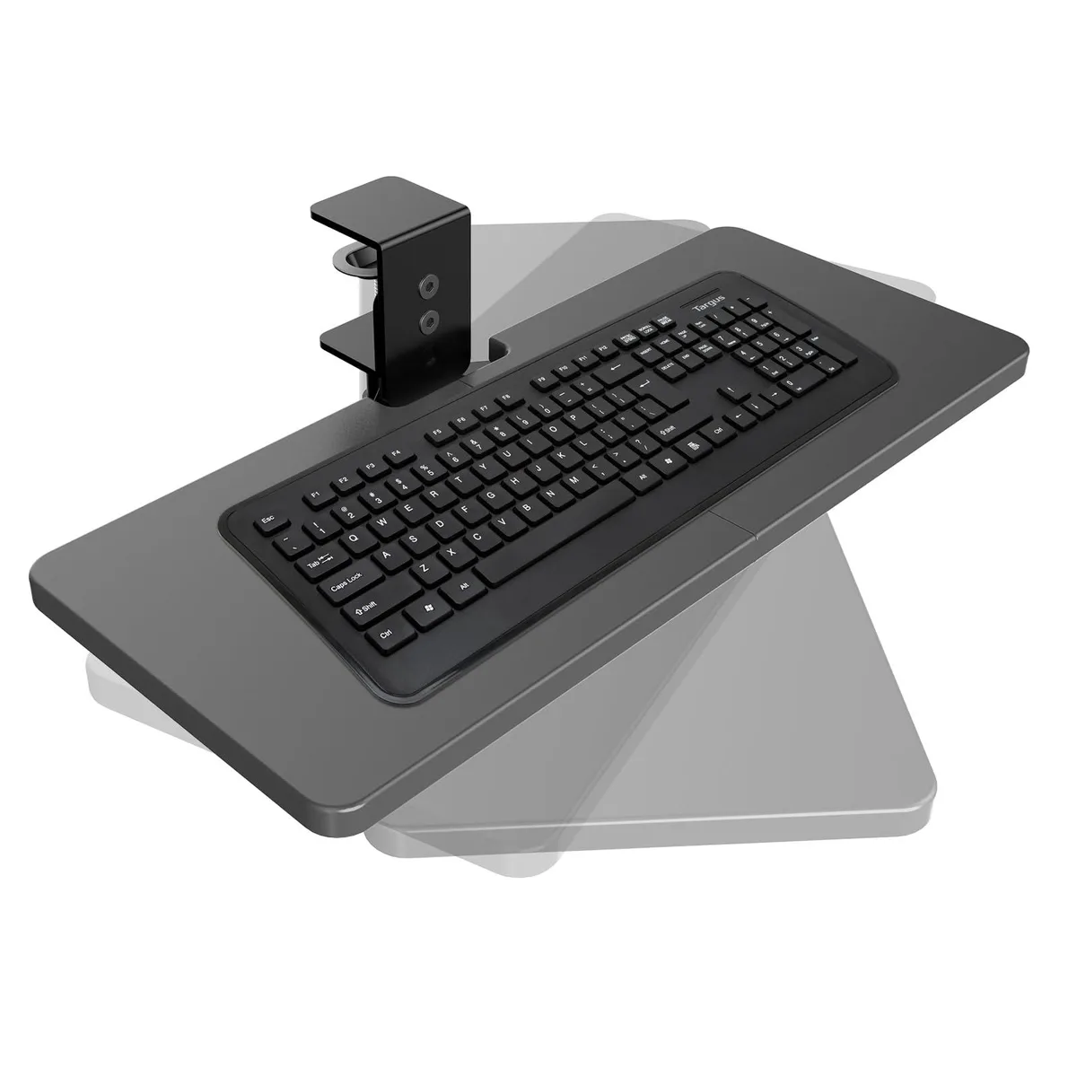  XYCZXIKEC 002 Under Desk Keyboard Mouse Tray 23 x 10 inch 360 Rotating Clamp Black — product photo