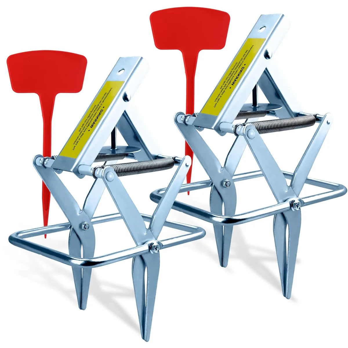 Galvanised steel scissor mole trap, reusable, silver finish