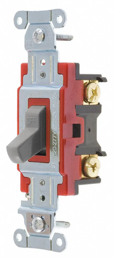 Gray 20 A toggle switch with metal mounting strap