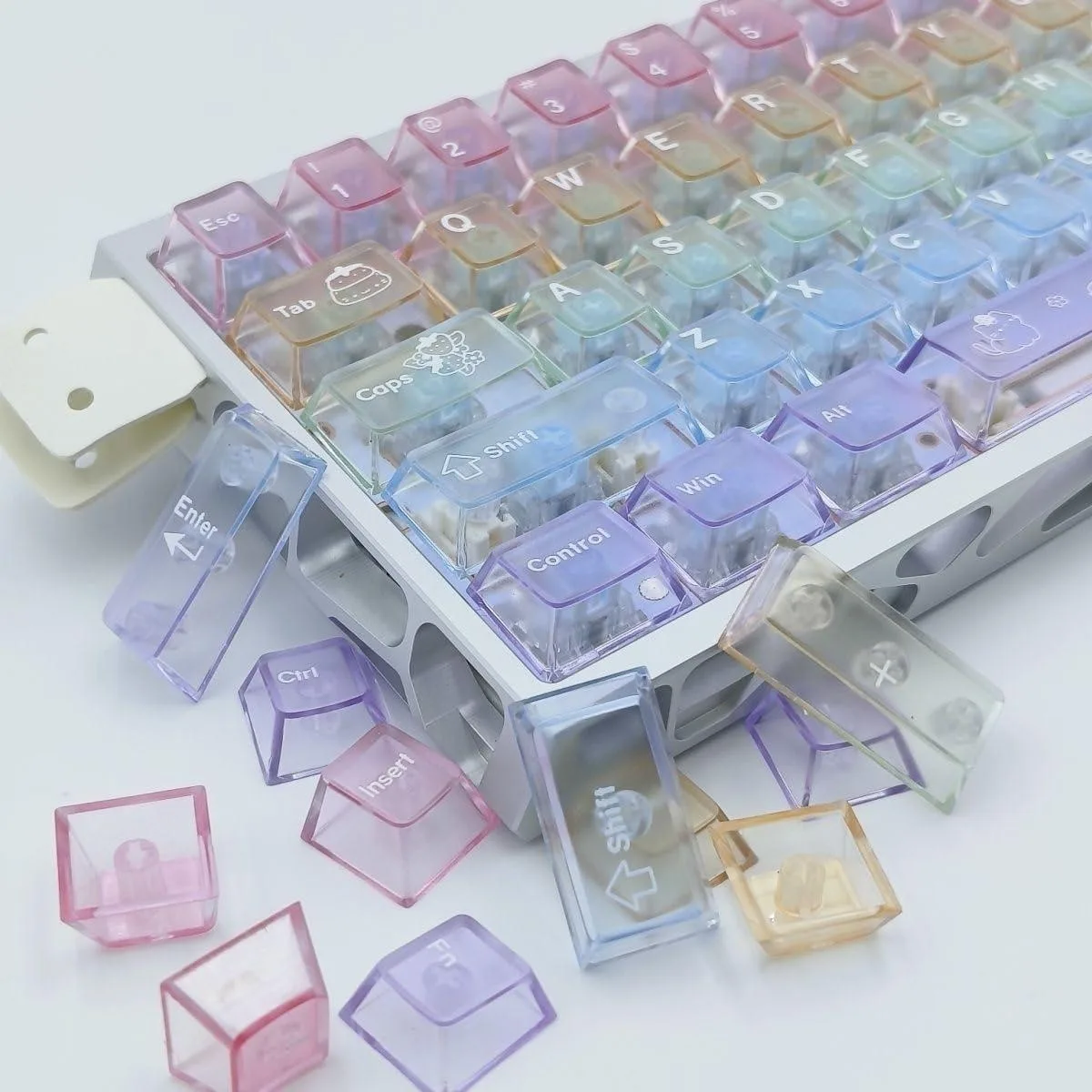  Rturbraz 115-Key Rainbow Frosted PC Keycap Set Cherry Profile MX Switches — product photo