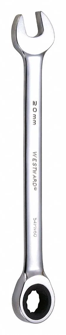 Chrome alloy steel ratcheting wrench 20 mm 12 point head 11 3/8 in long