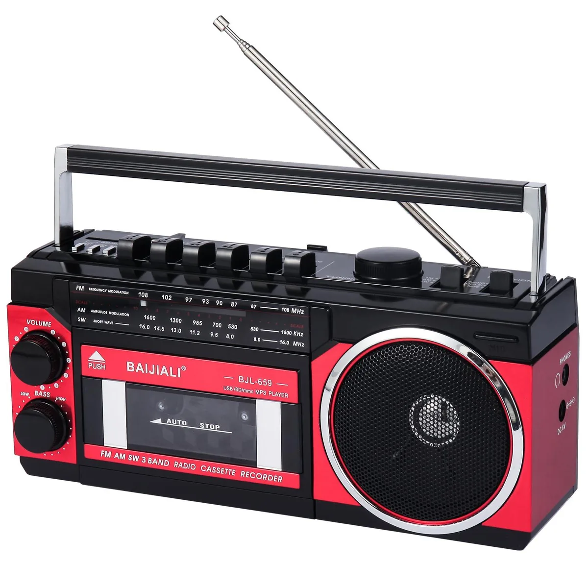  BJL-659 Cassette Player Black 1.17kg AM/FM/SW BT SD USB — product photo