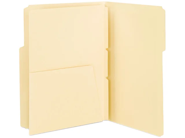 Pack of 25 brown manila self-adhesive folder dividers with pockets on both sides