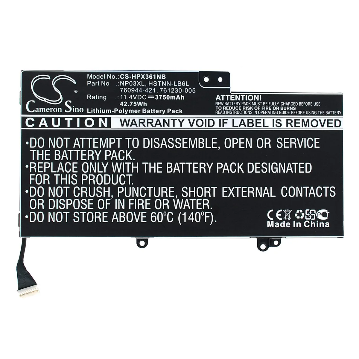 Cameron &amp; Co Cameron &amp; Co DS-CS-HPX361NB laptop battery 3.75 Ah — product photo
