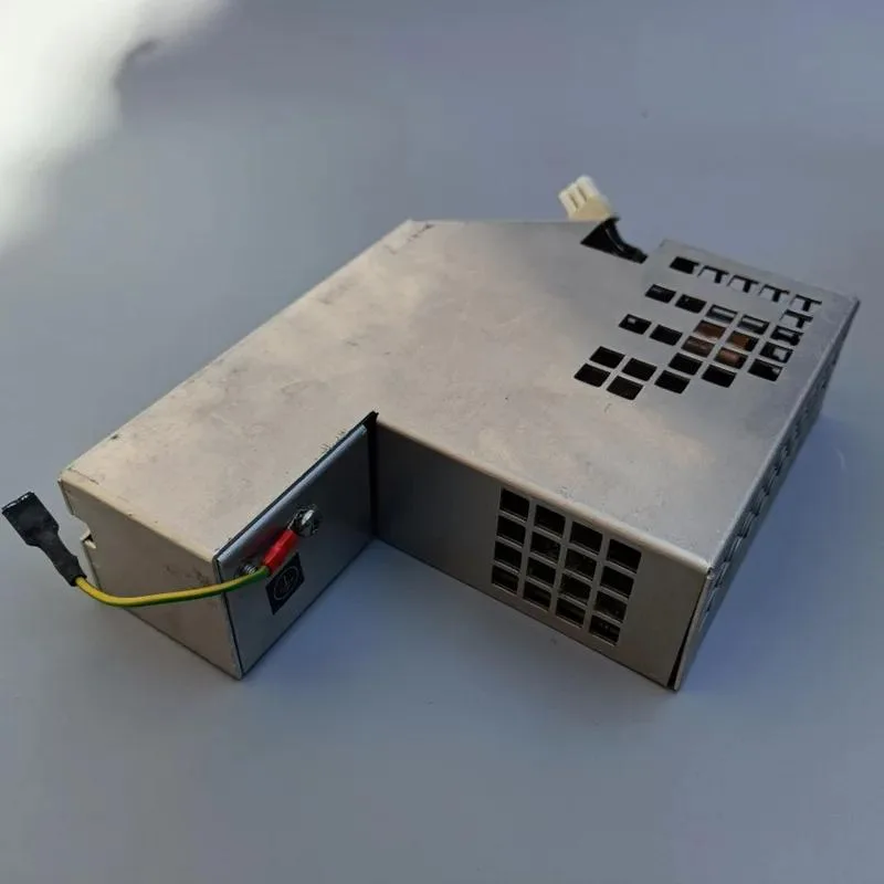 Rectangular ATX power supply unit with matte black finish and cooling fan visible